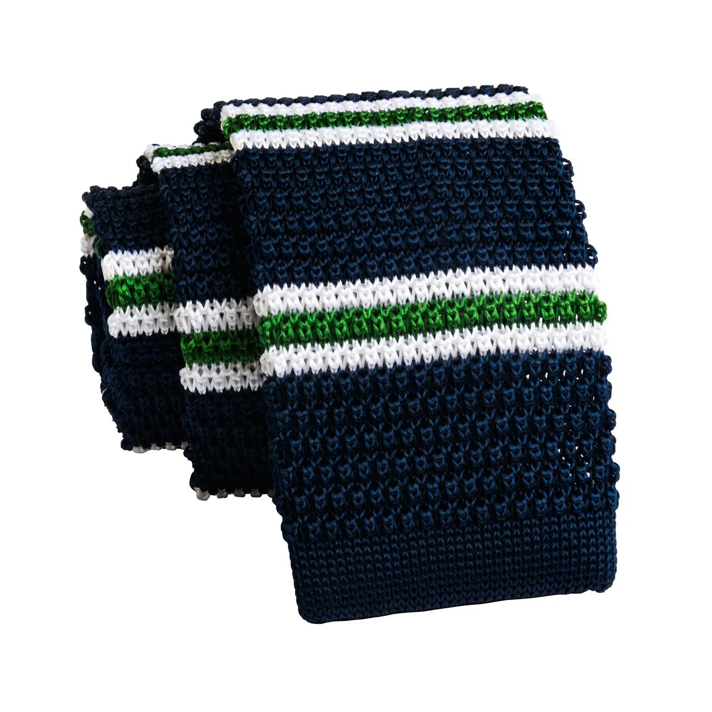 Rockland Stripes Knitted Silk Tie, Navy / Green / White