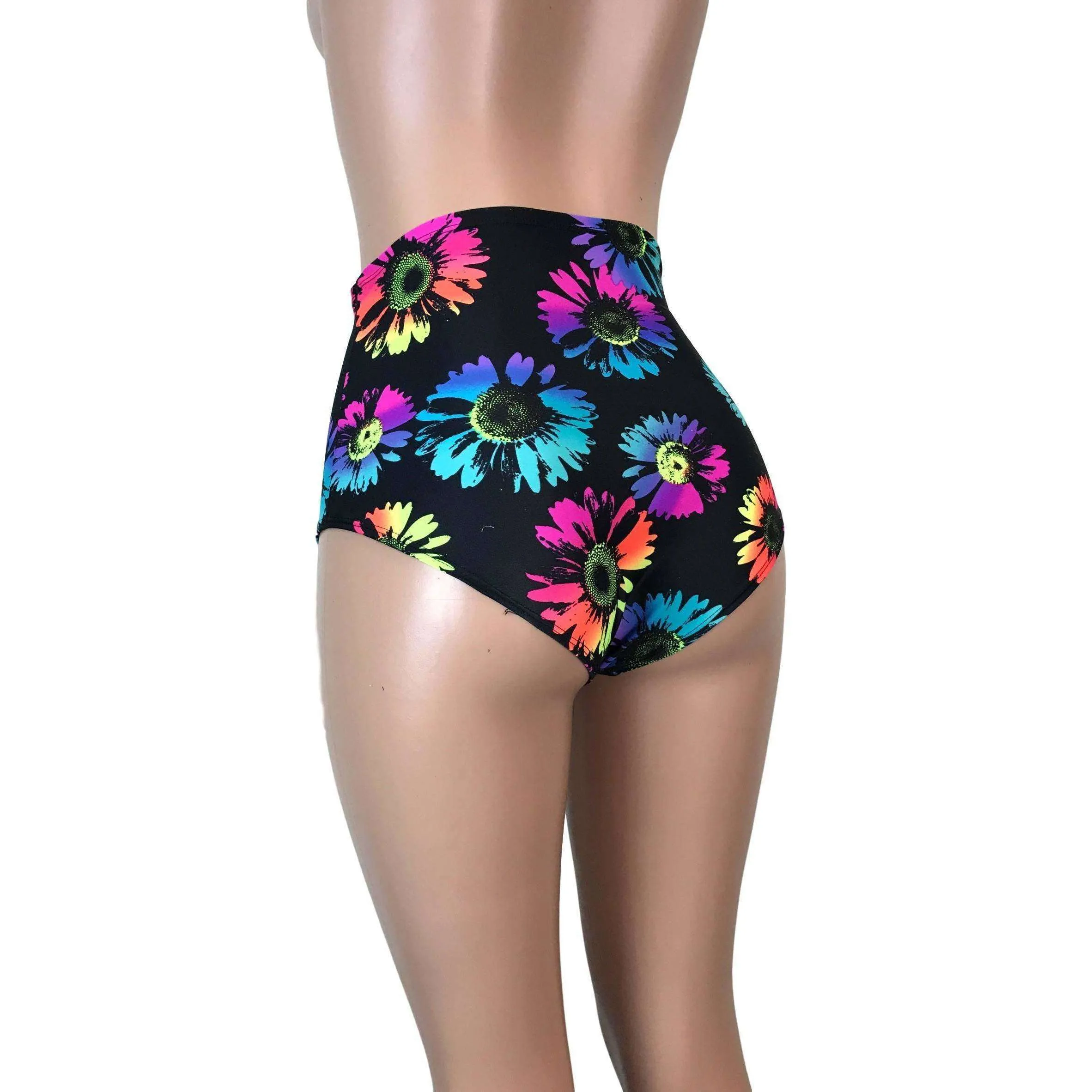 SALE - LARGE - High Waist Hot Pants - Electric Daisy