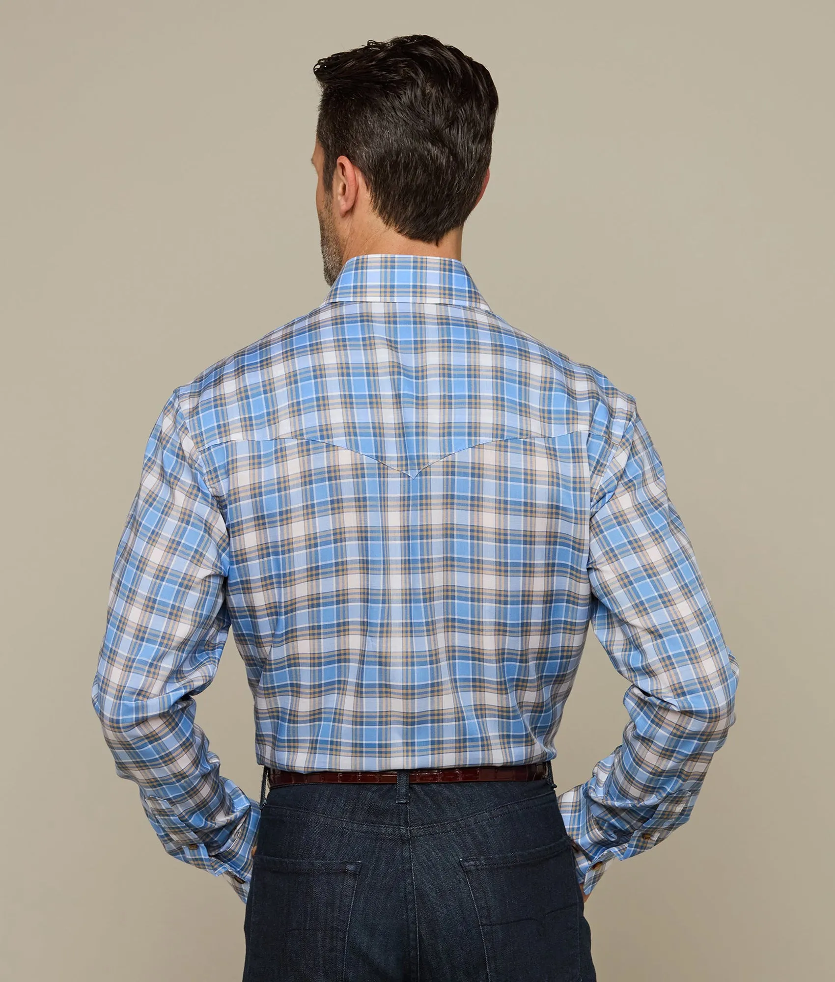 San Antonio :: Tencel Cornflower Blue And Khaki Check