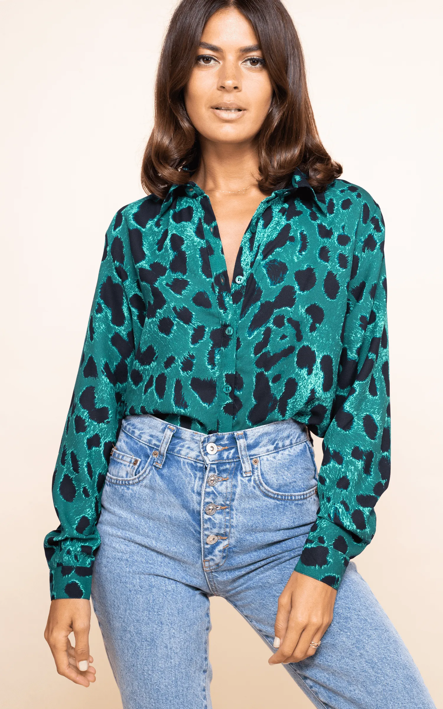 San Diego Shirt In Green Leopard