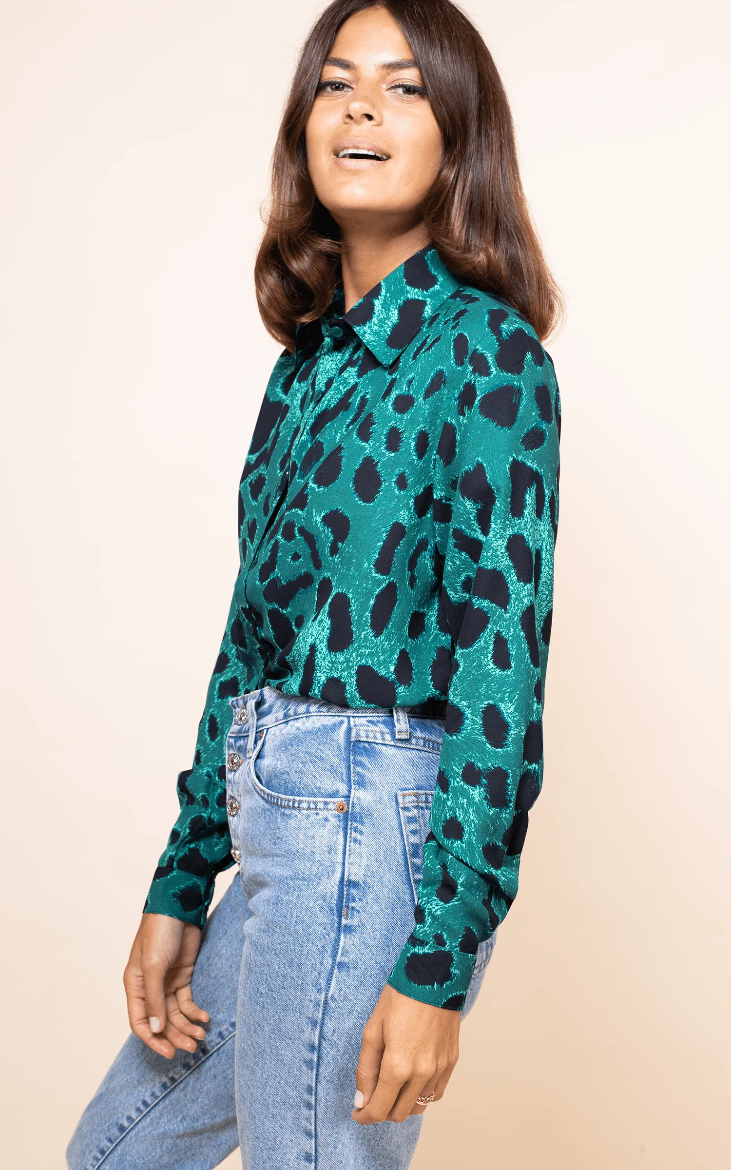 San Diego Shirt In Green Leopard