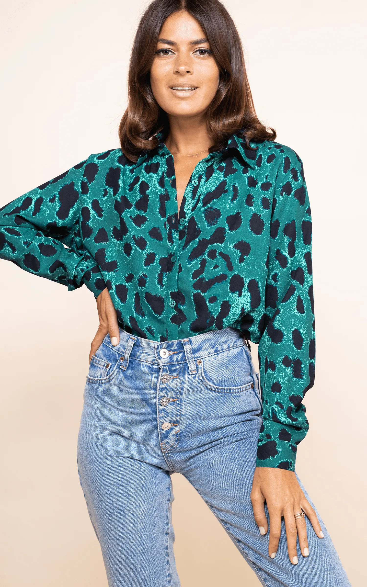 San Diego Shirt In Green Leopard