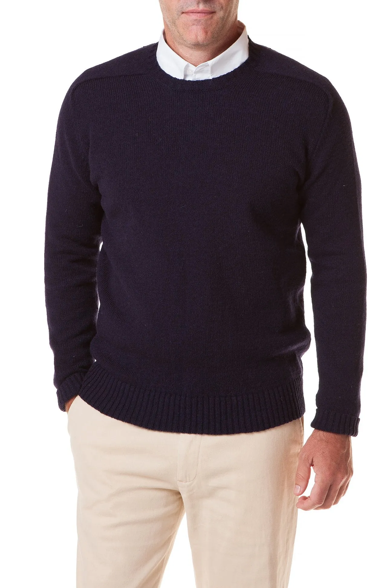 Scottish Shetland Crew Neck Sweater Dark Navy