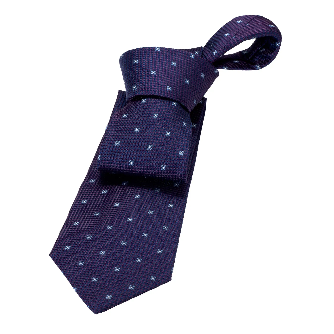 Seneca Falls Foulard Silk Tie, Purple / Light Blue