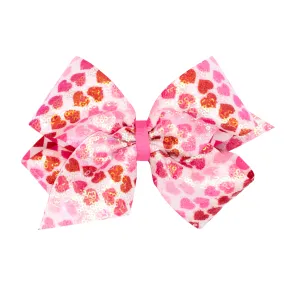 Sequins Heart Print Hair Bow on Clippie