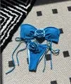 Sexy 2 Piece Women's  3D Rose Bikini Swimsuit Spaghetti Strap High Waisted Bathing Suit Beachwear