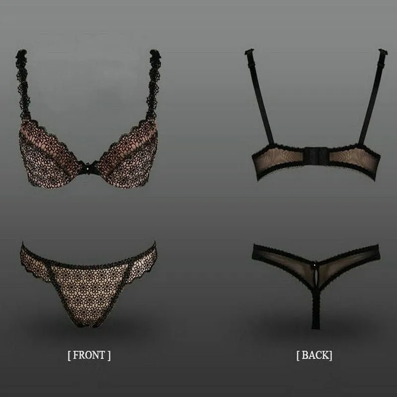 Sexy Underwear Set with Lace Detailing and Underwire Support