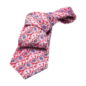 Shanghai Floral Silk Tie, Cream / Blue / Red