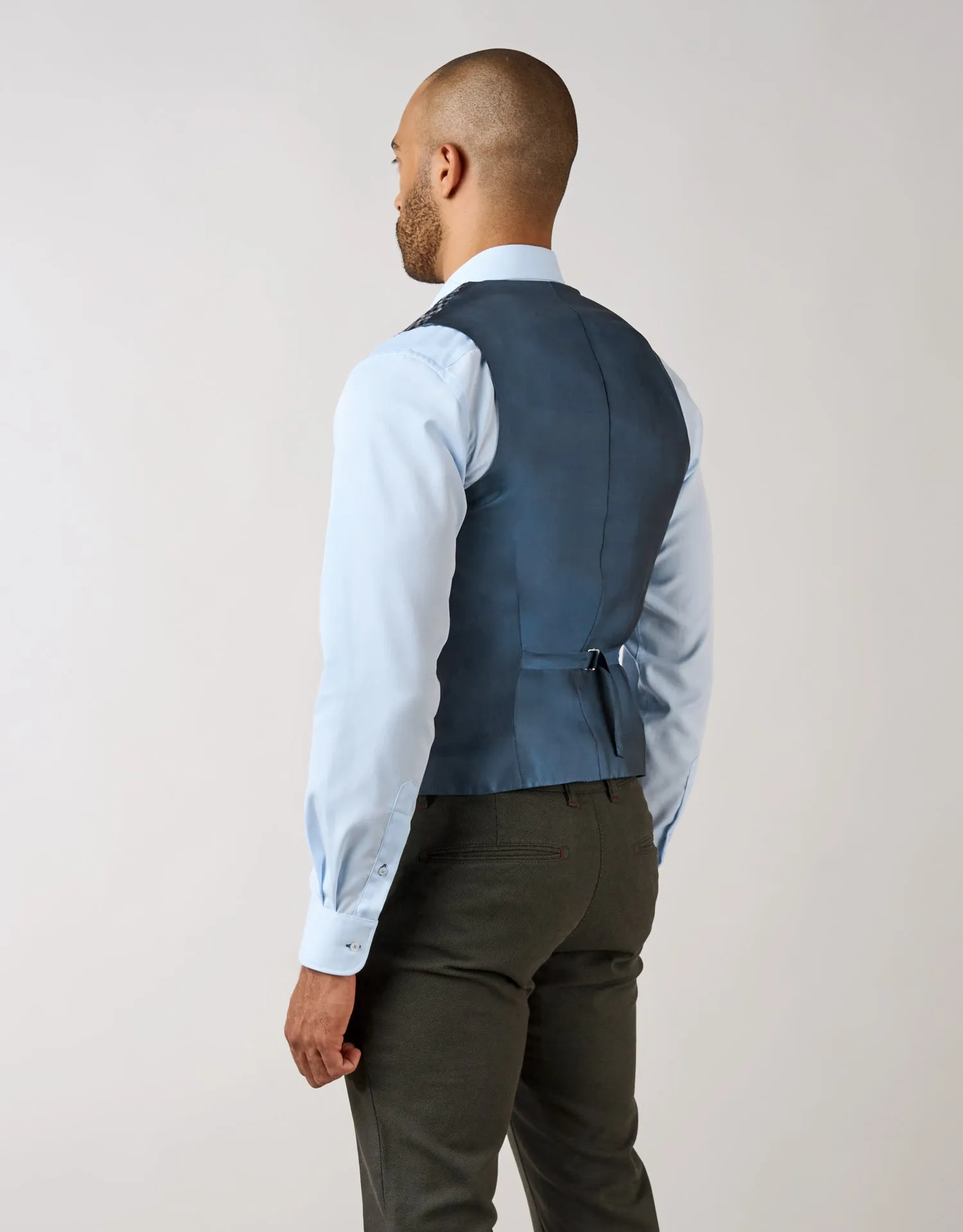 Shelby Blue Guncheck Waistcoat