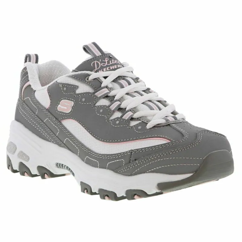 Skechers D Lites Womens Ladies Grey Chunky Platform Trainers Shoes UK Sizes 4-8