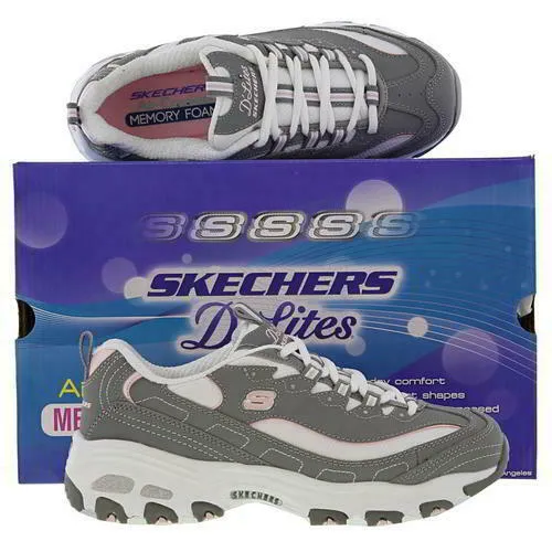 Skechers D Lites Womens Ladies Grey Chunky Platform Trainers Shoes UK Sizes 4-8