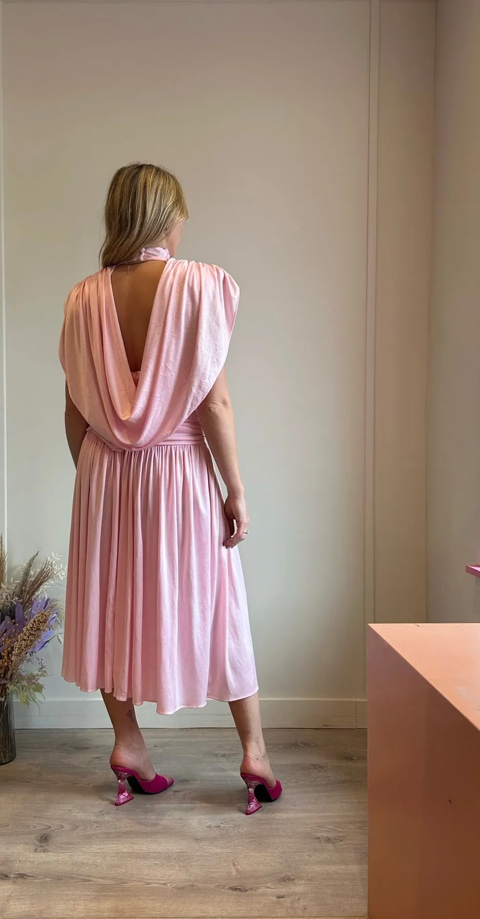 Spice Vintage Pink Velour Cocktail Dress