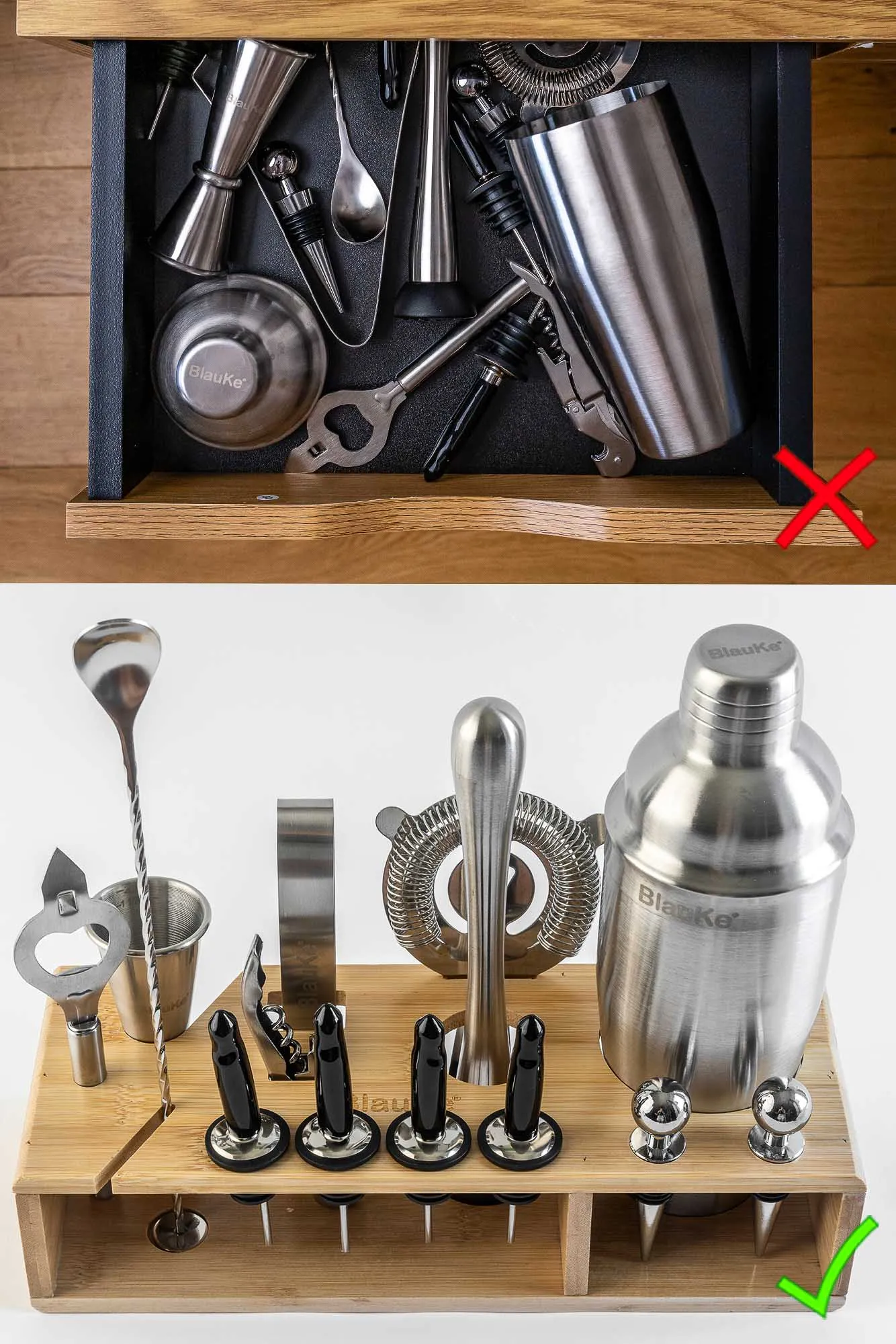 Stainless Steel Cocktail Shaker Set with Stand - 17-Piece Mixology