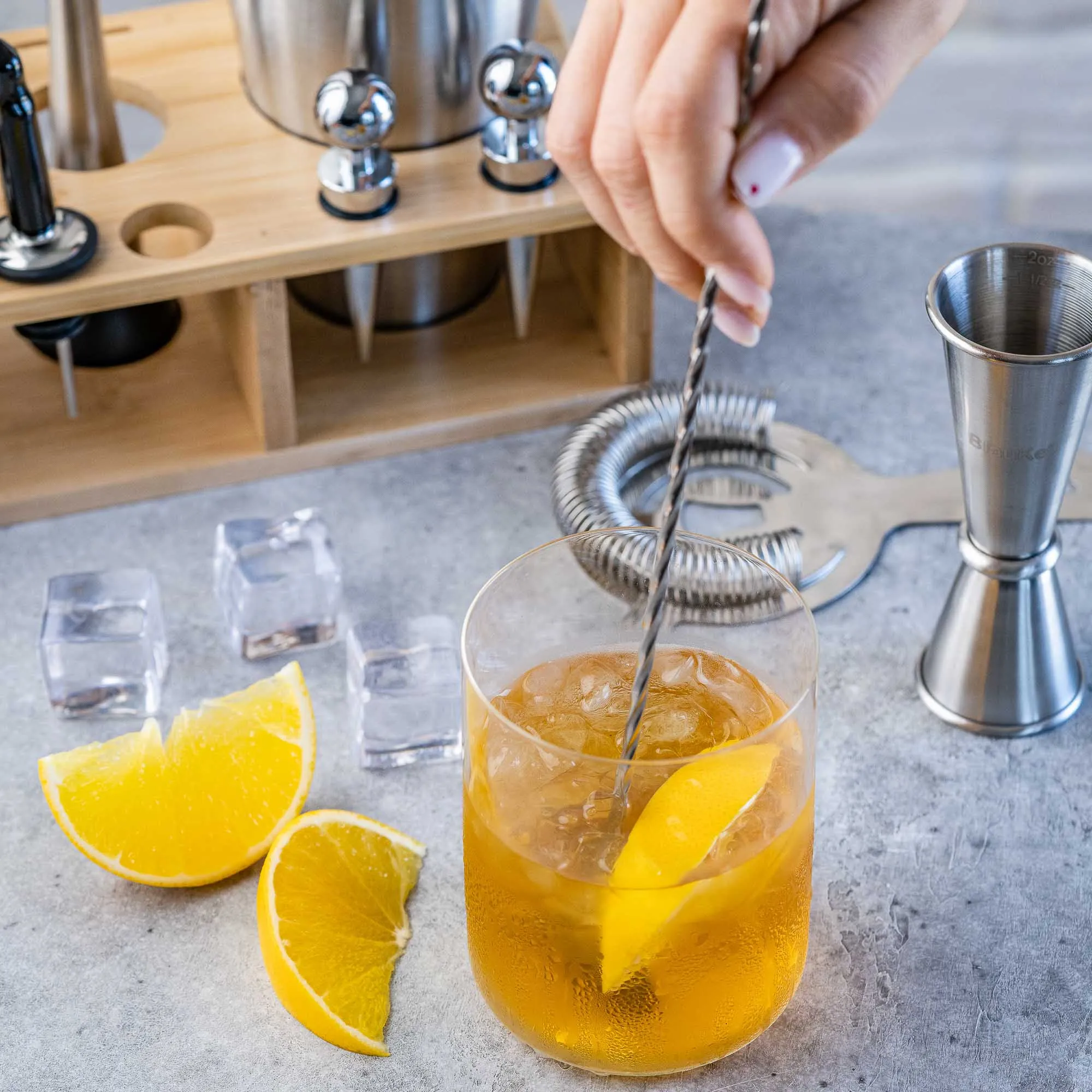 Stainless Steel Cocktail Shaker Set with Stand - 17-Piece Mixology