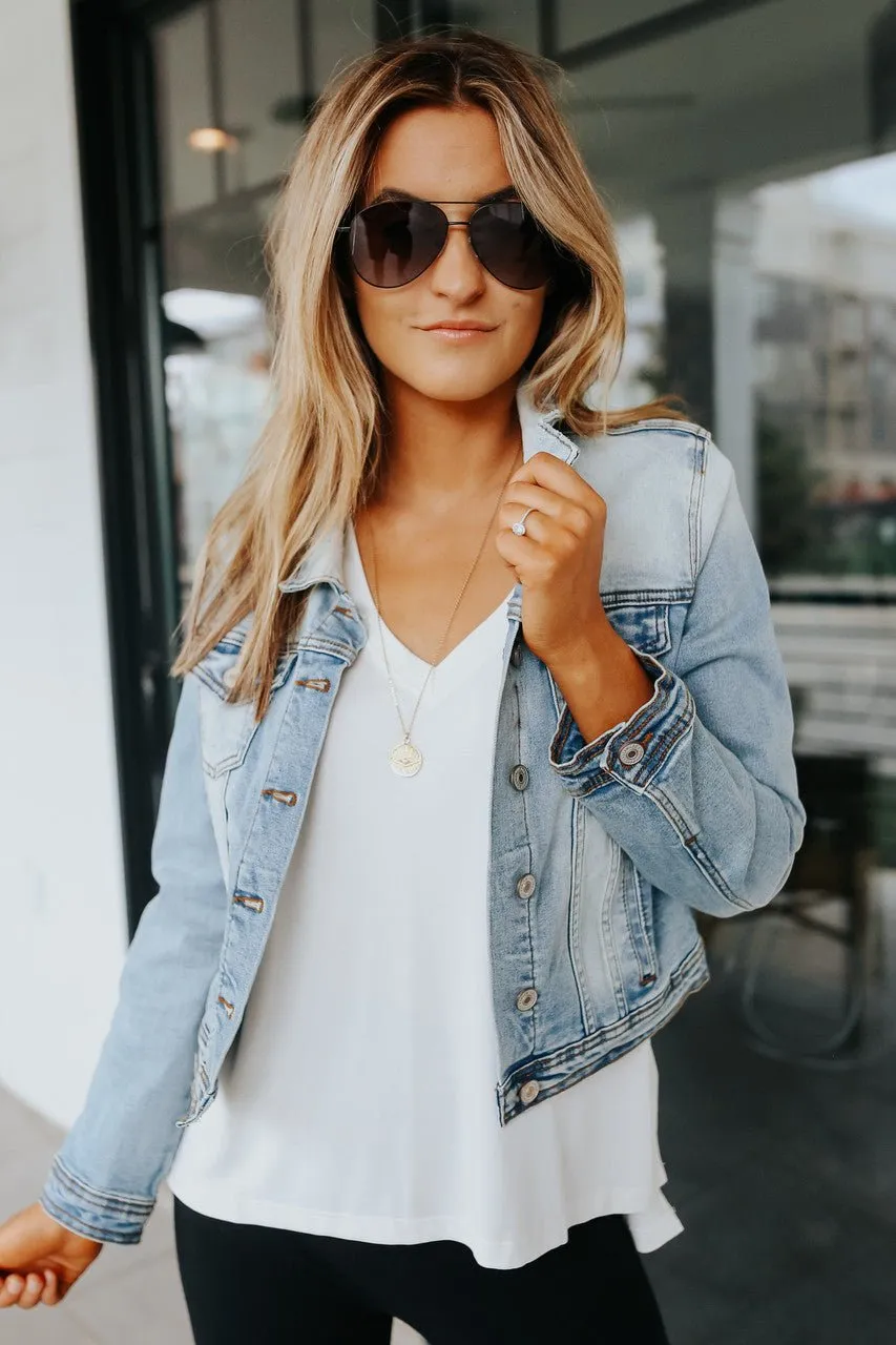 Sweet South Faded Denim Jacket - Light Wash