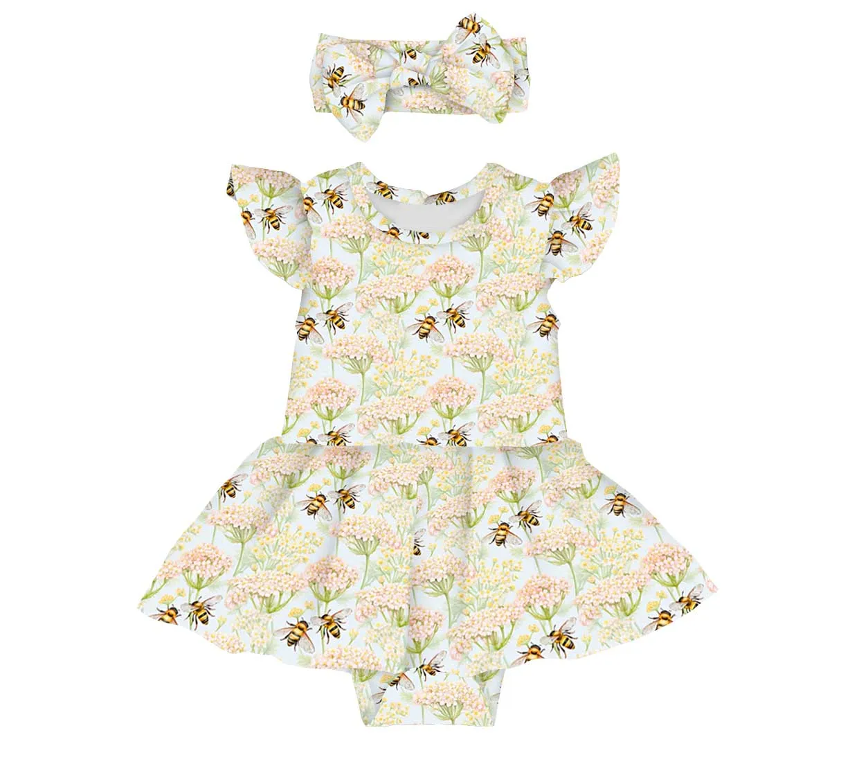 Sweet Summer Bee Happy - Twirl Skirt Bodysuit