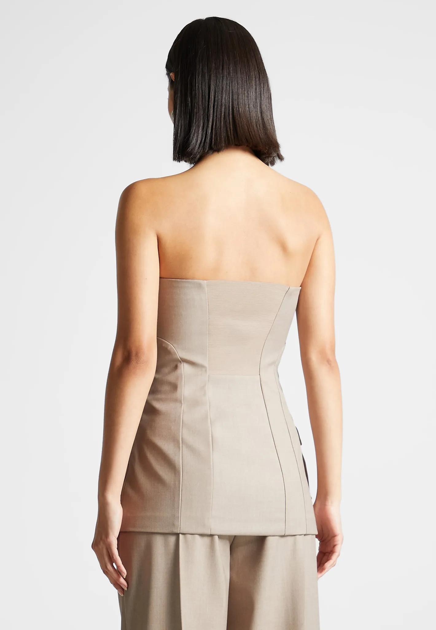 Tailored Longline Bandeau Top - Taupe