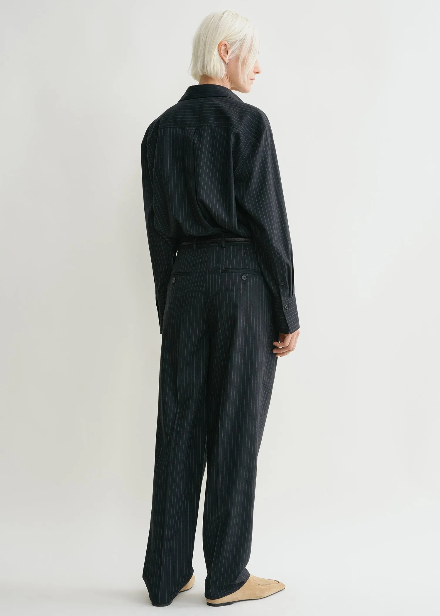 Tailored pinstriped trousers navy