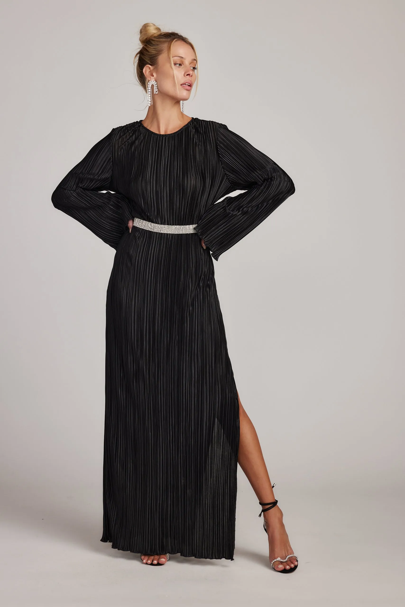 Tate Black Plisse Maxi Dress