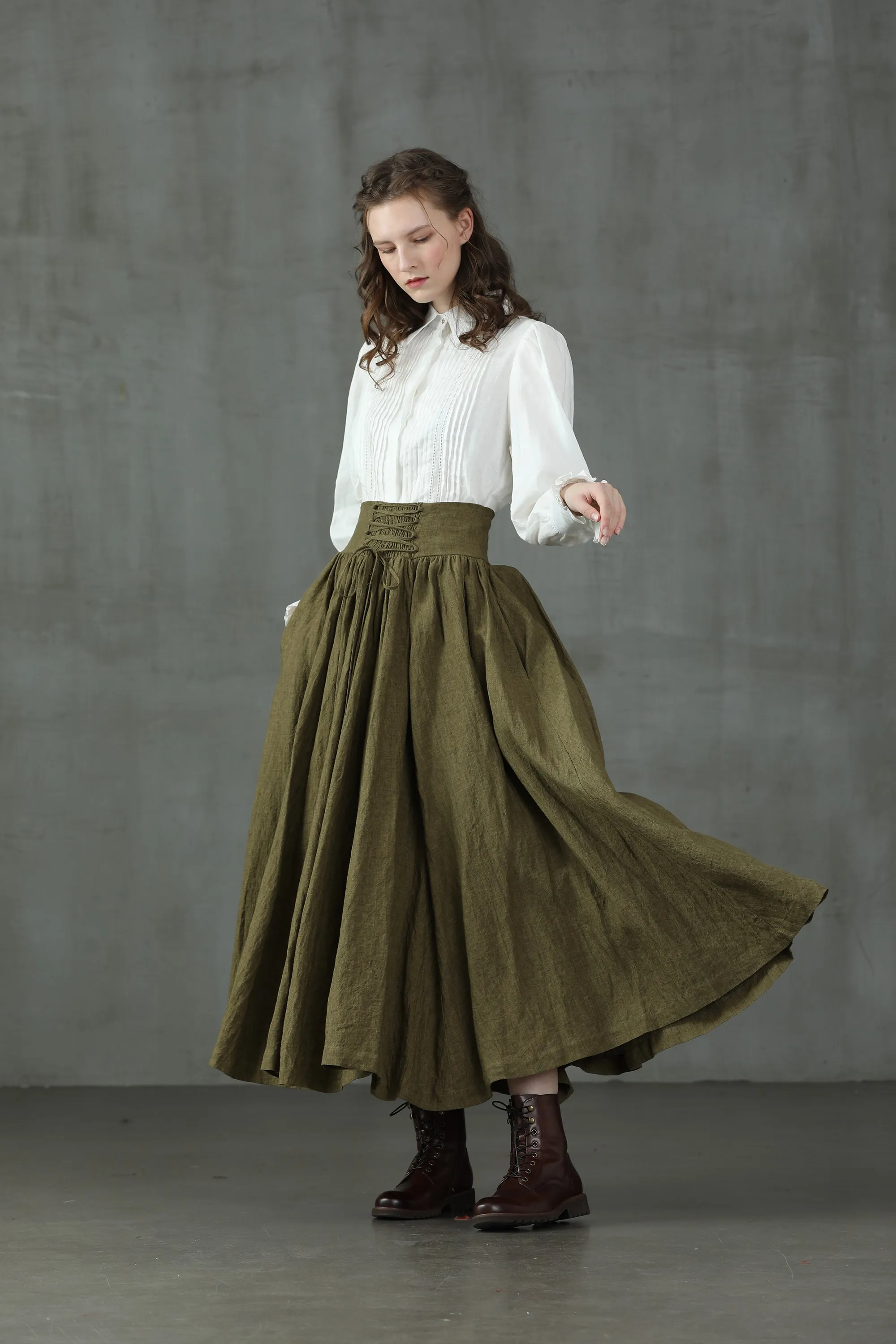 Tea Dance 5 | Lace-up Maxi Linen Skirt