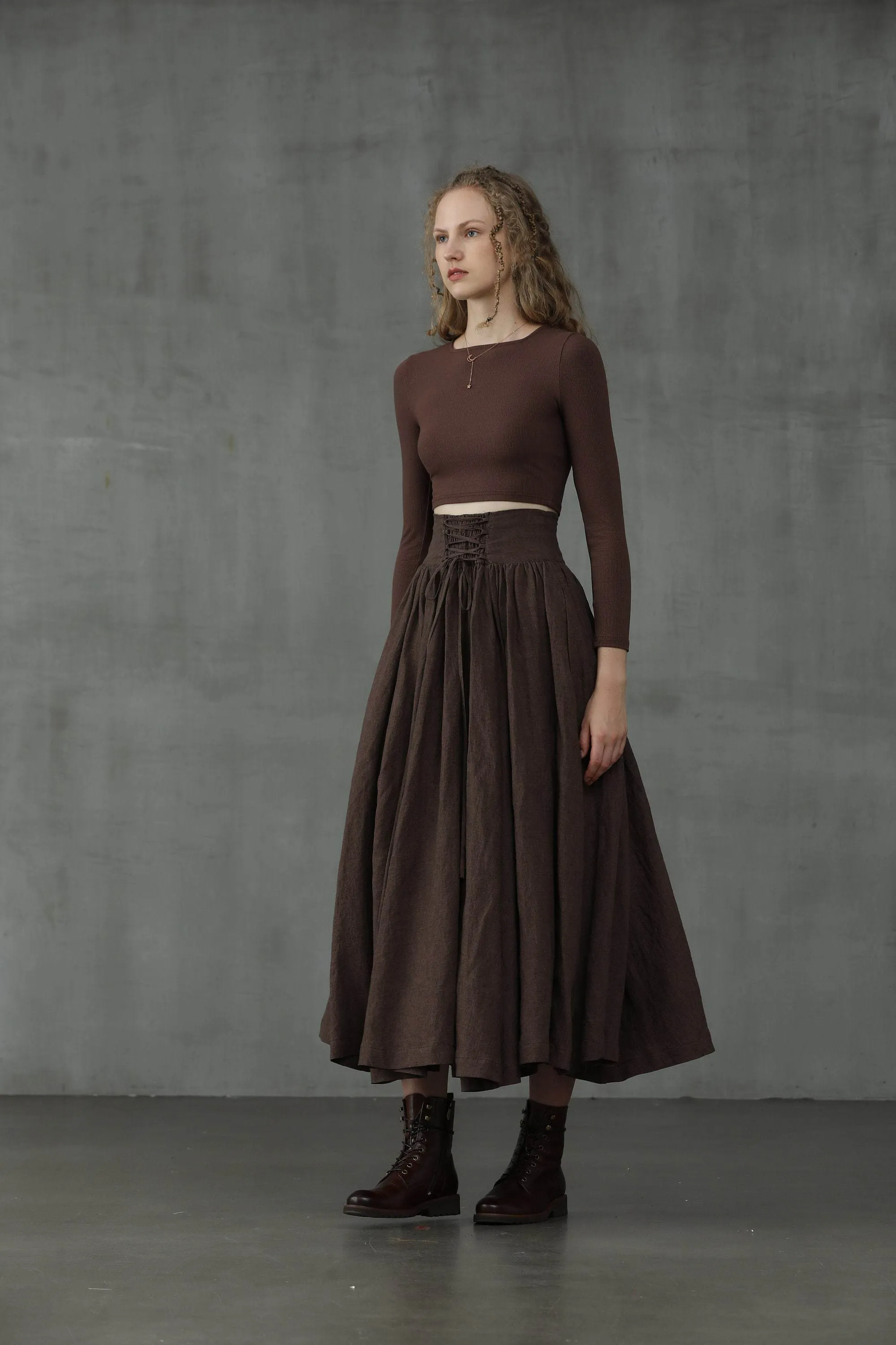 Tea Dance 5 | Lace-up Maxi Linen Skirt