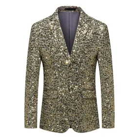 The Avalon Slim Fit Sequin Blazer Suit Jacket - Gold