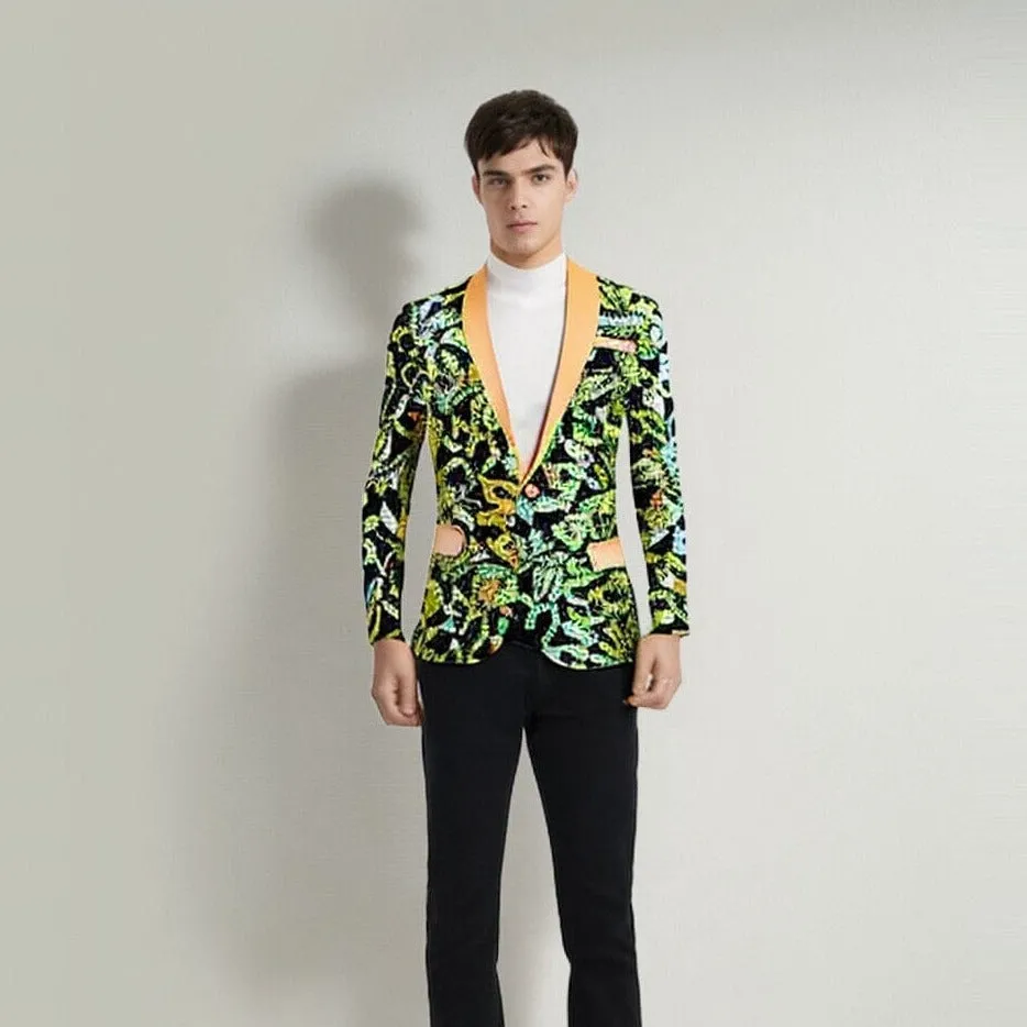 The Gorginio Sequin Slim Fit Blazer Suit Jacket