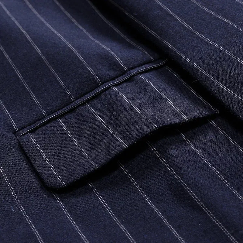 The Hamilton Pinstripe Slim Fit Blazer Suit Jacket - Navy