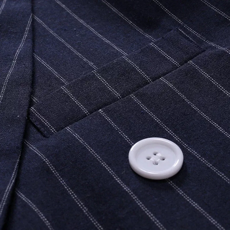 The Hamilton Pinstripe Slim Fit Blazer Suit Jacket - Navy