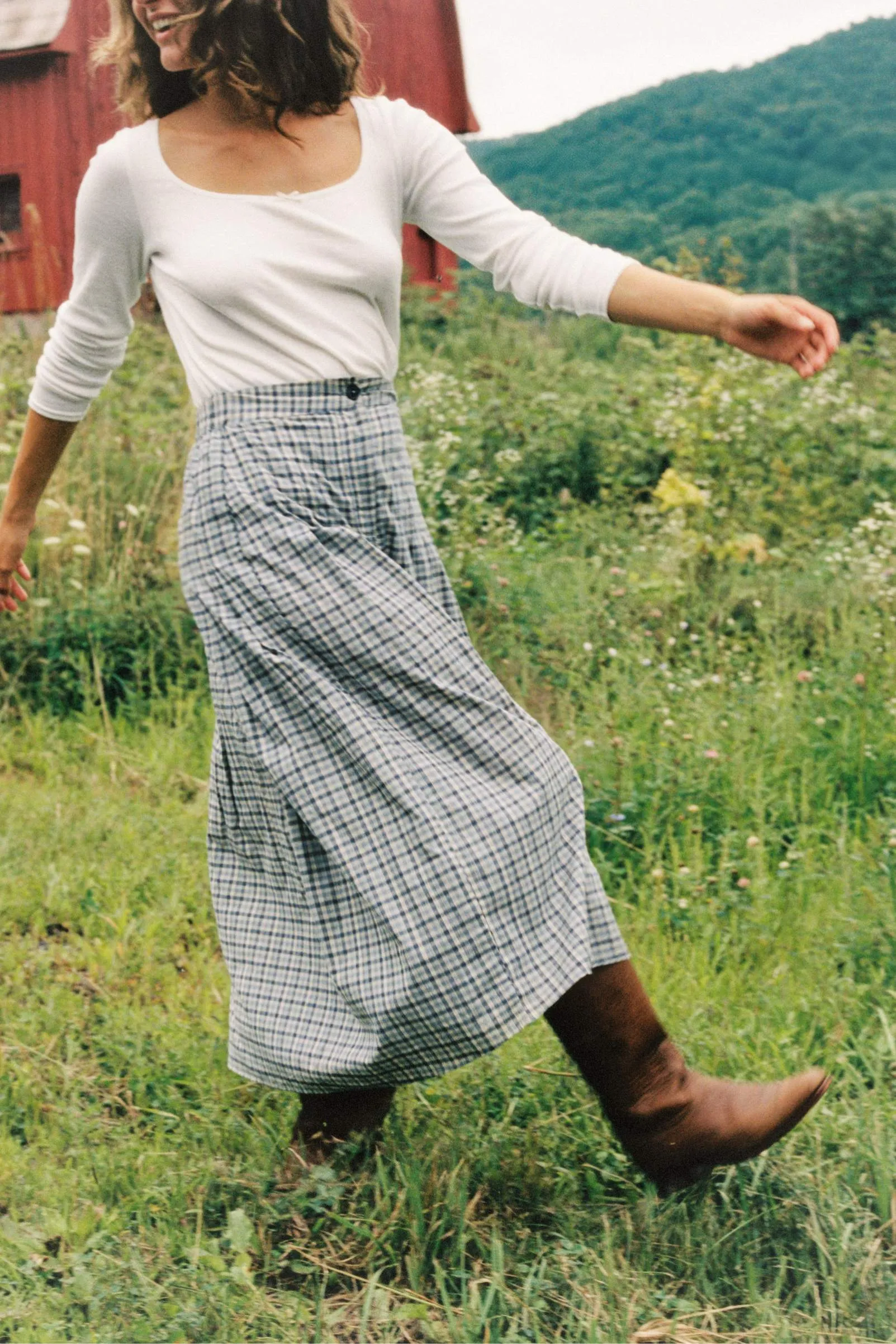 The Rhoda Skirt | Slate Gingham