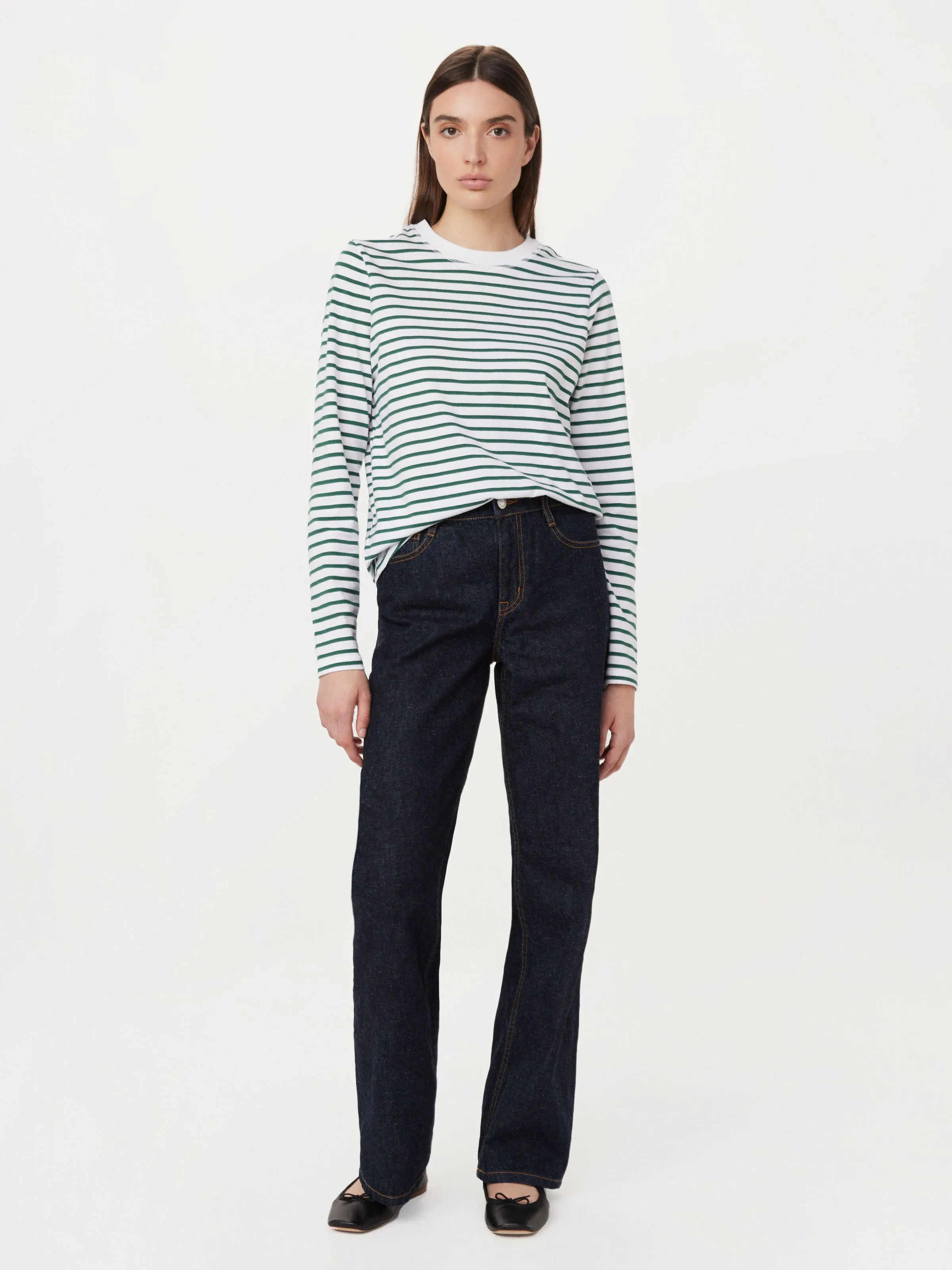 The Striped Long Sleeve T-Shirt in Spruce