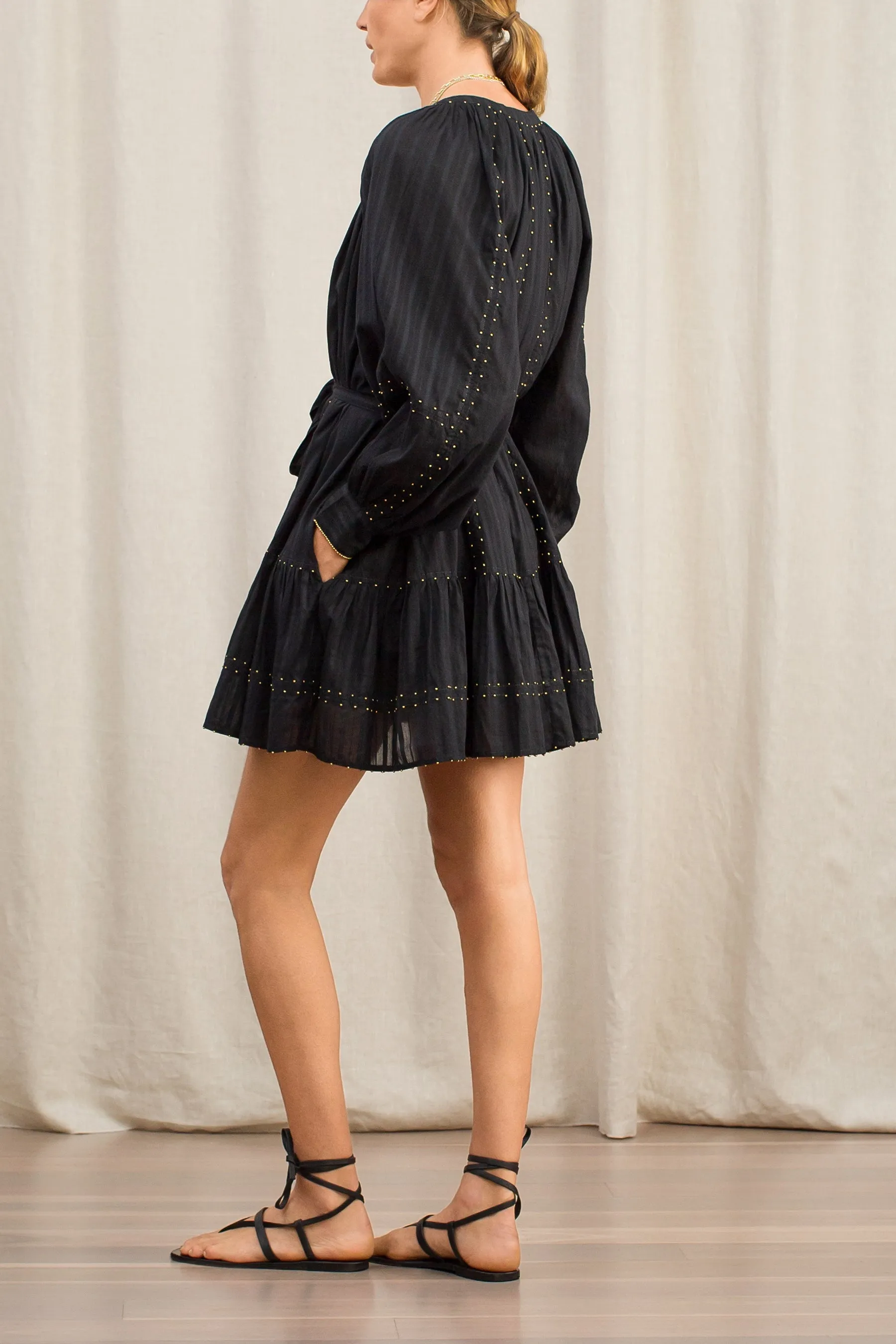 Thetys Black Long Sleeve Mini Dress