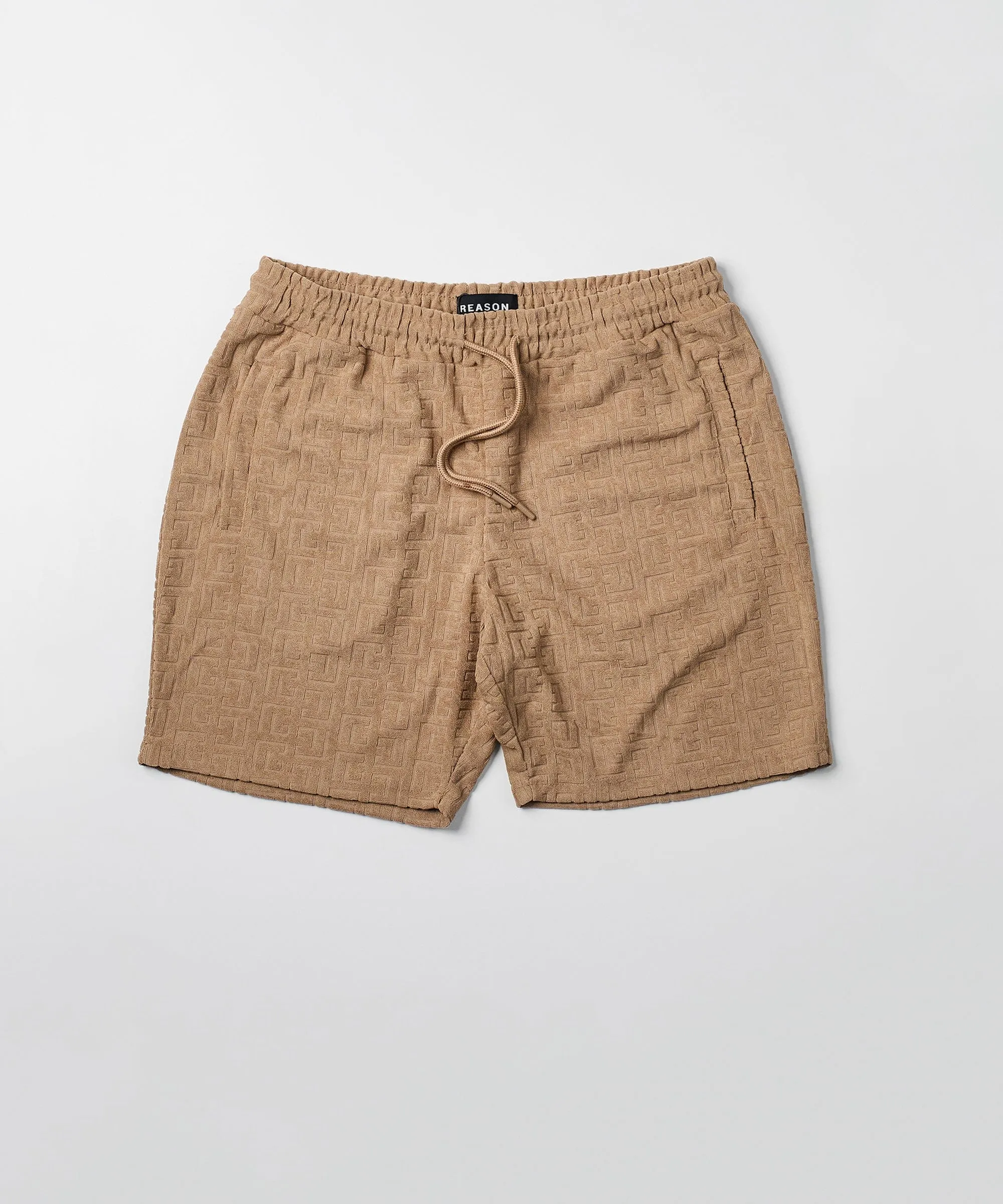 Towel Embossed Pattern Shorts - Rust