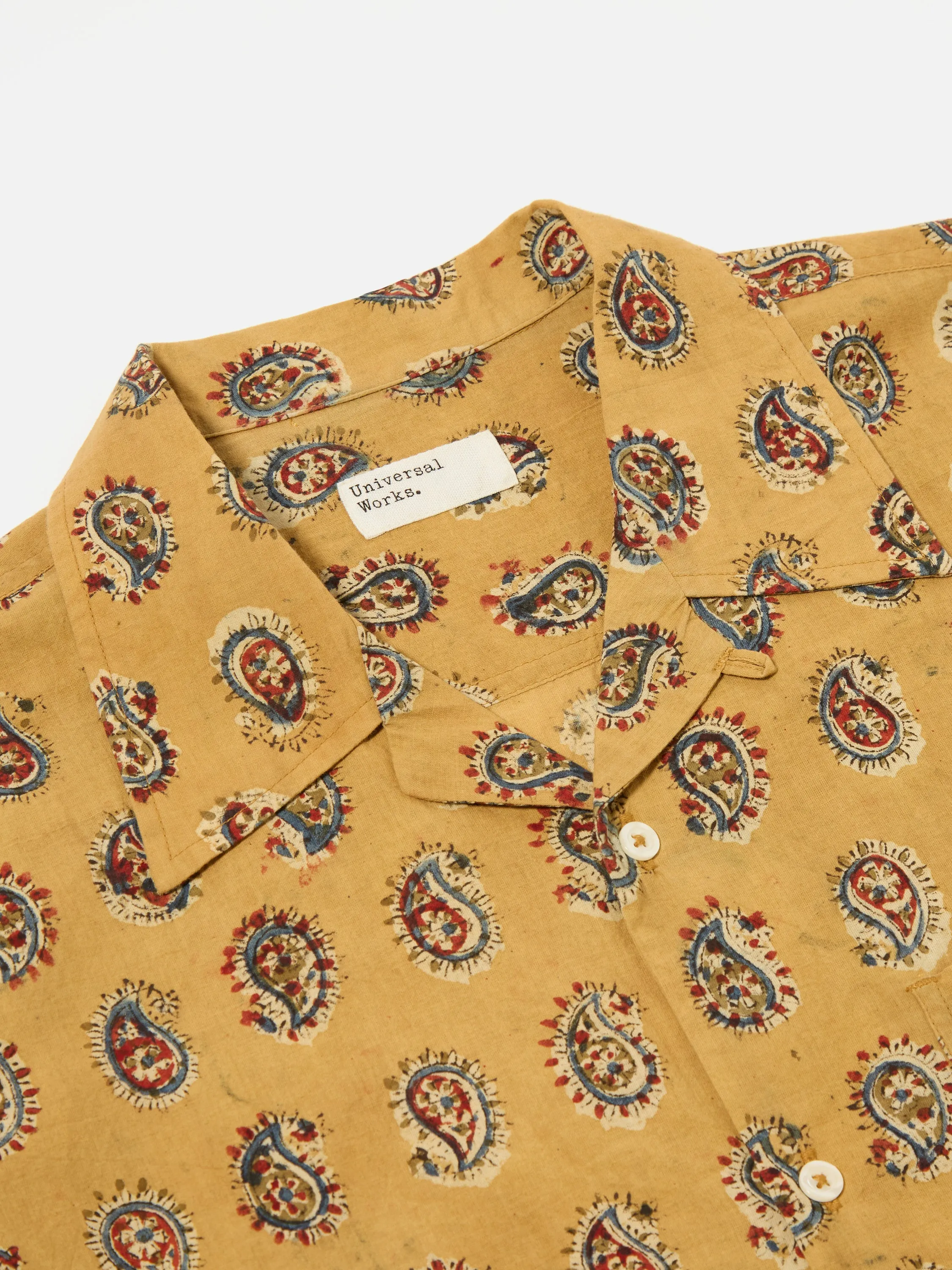 Universal Works Camp Shirt in Camel Kalamkari II Print