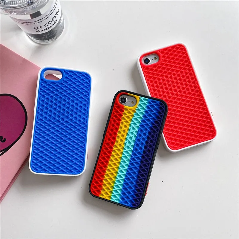 Waffle Silicone Grip Sports Phone Case For iPhone