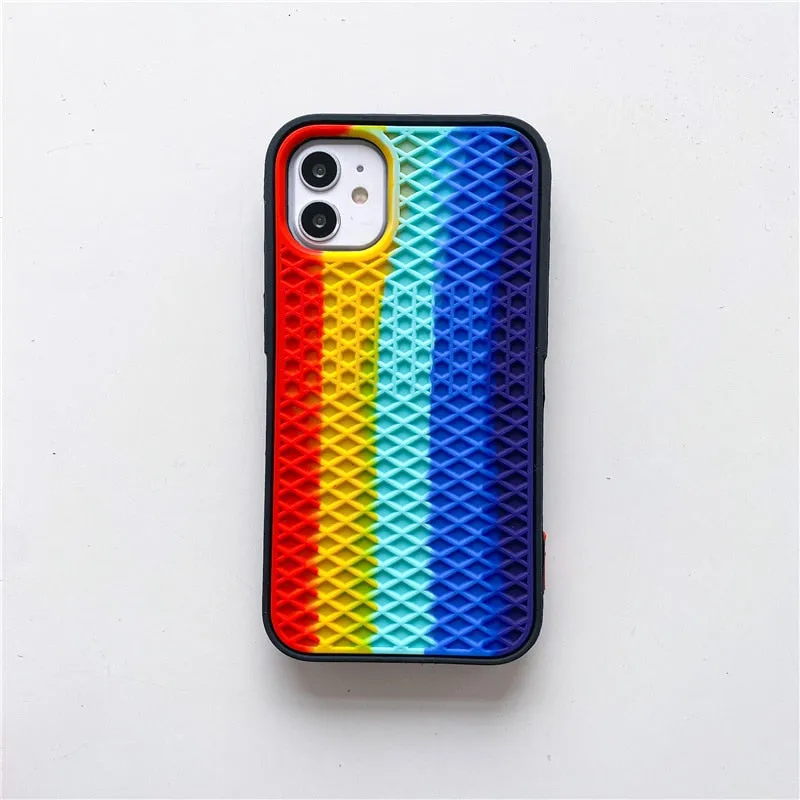 Waffle Silicone Grip Sports Phone Case For iPhone