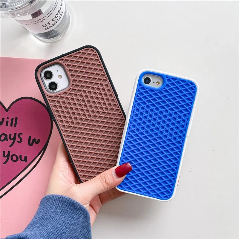 Waffle Silicone Grip Sports Phone Case For iPhone