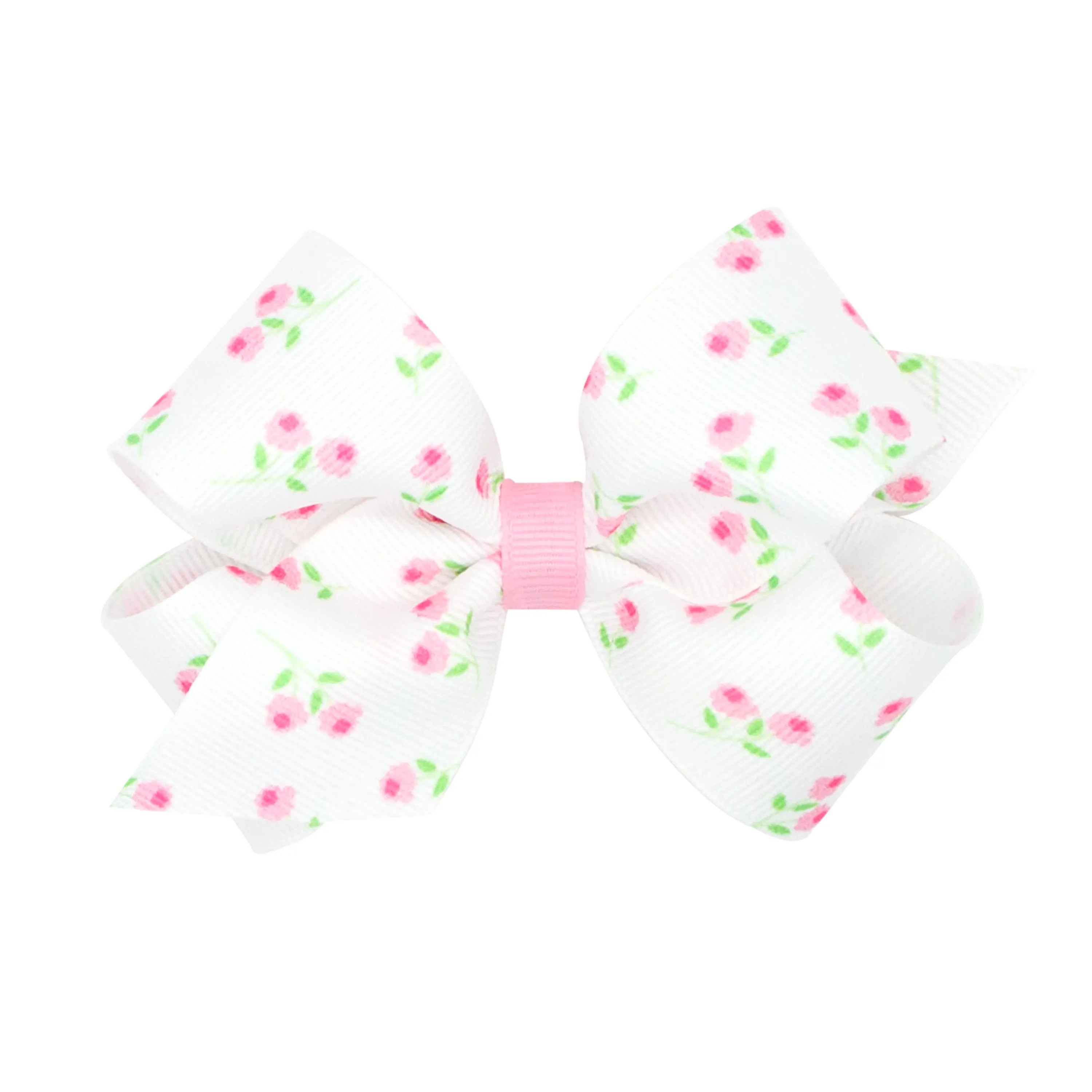 Wee Ones Rose Print Grosgrain Hair Bow on Clippie - 2 Sizes