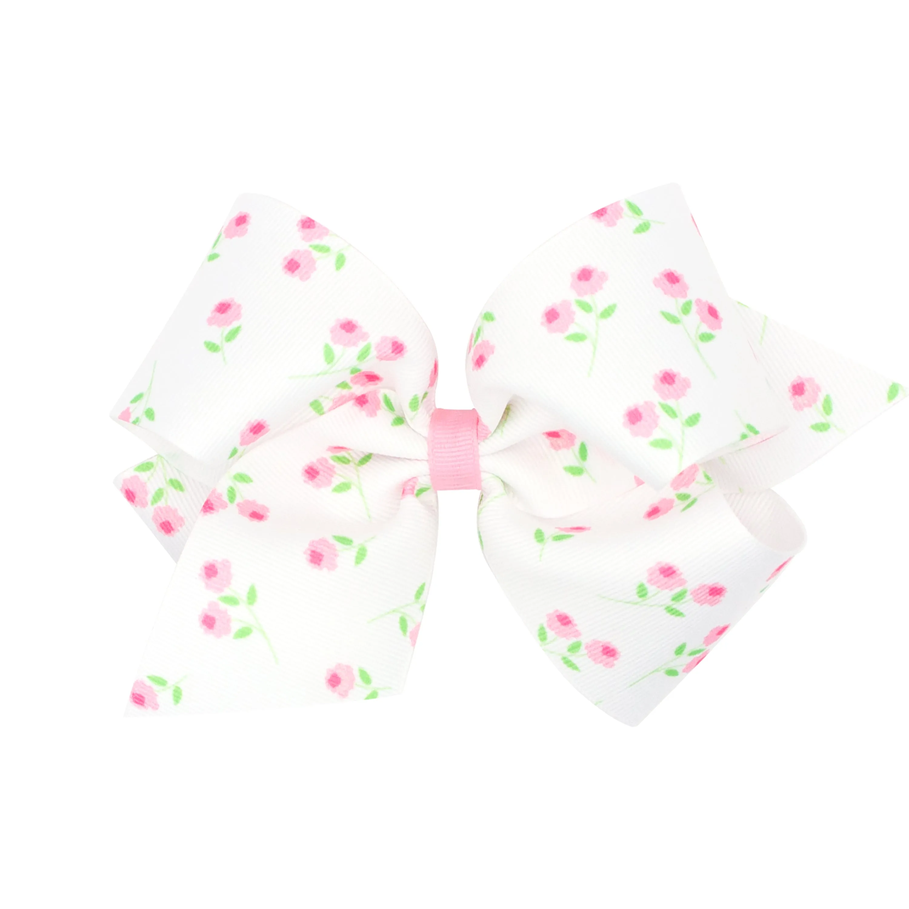 Wee Ones Rose Print Grosgrain Hair Bow on Clippie - 2 Sizes