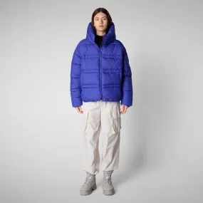 Woman's animal free hooded puffer jacket Keri in gentian blue