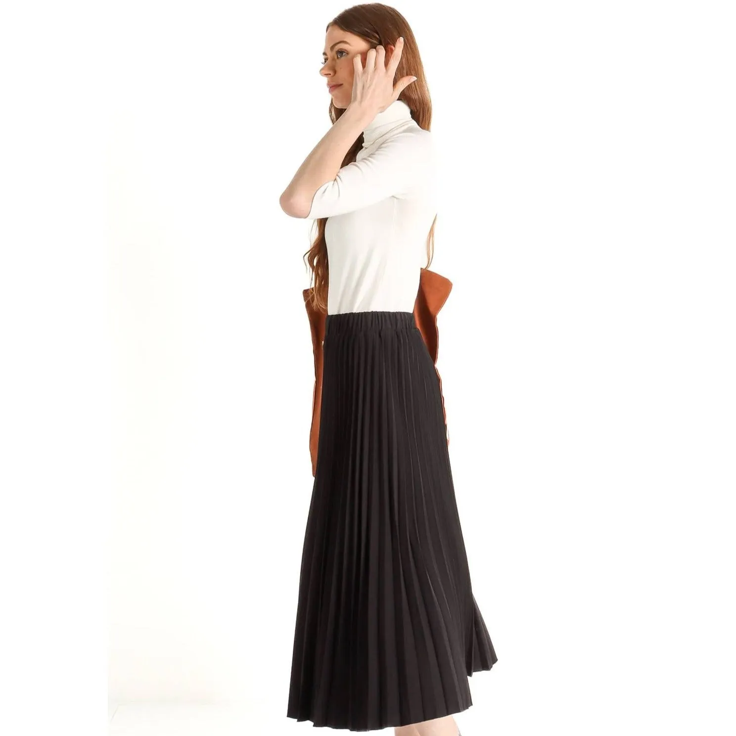 Women's Buttoned Down Pleated Skirt