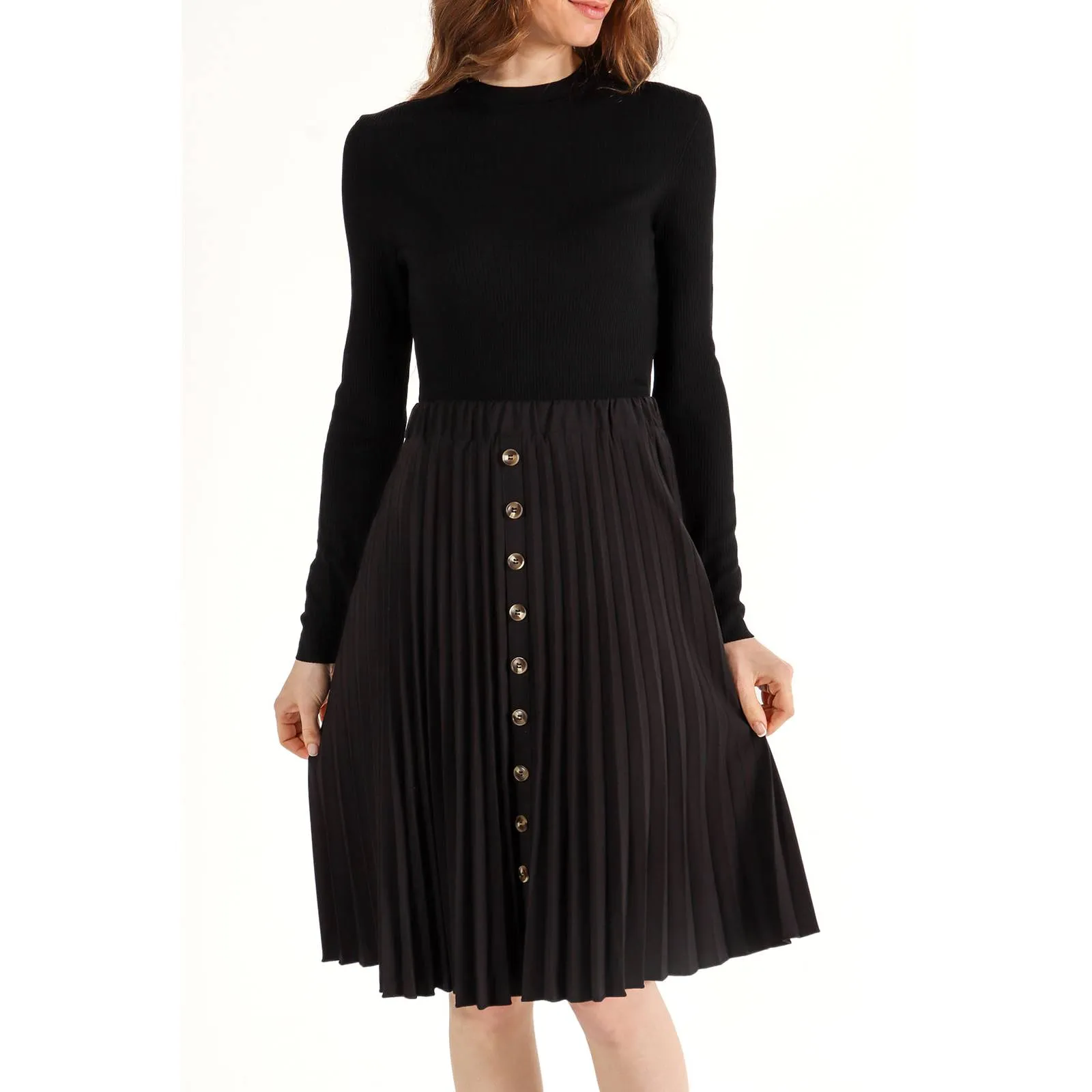 Women's Buttoned Down Pleated Skirt