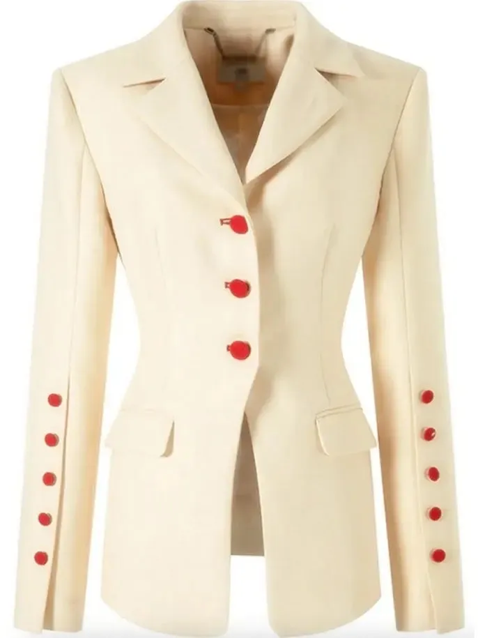 Women’s Contrast-Buttoned Jacket and Pant Suit