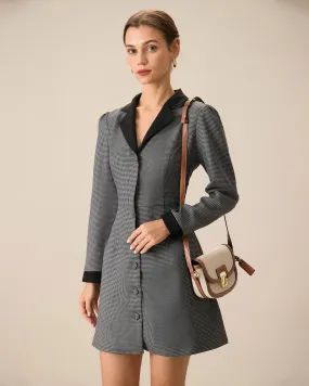 Women's Grey Plaid Contrasting Mini Dress