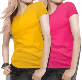 Women's round neck Mustard/Pink Value pack