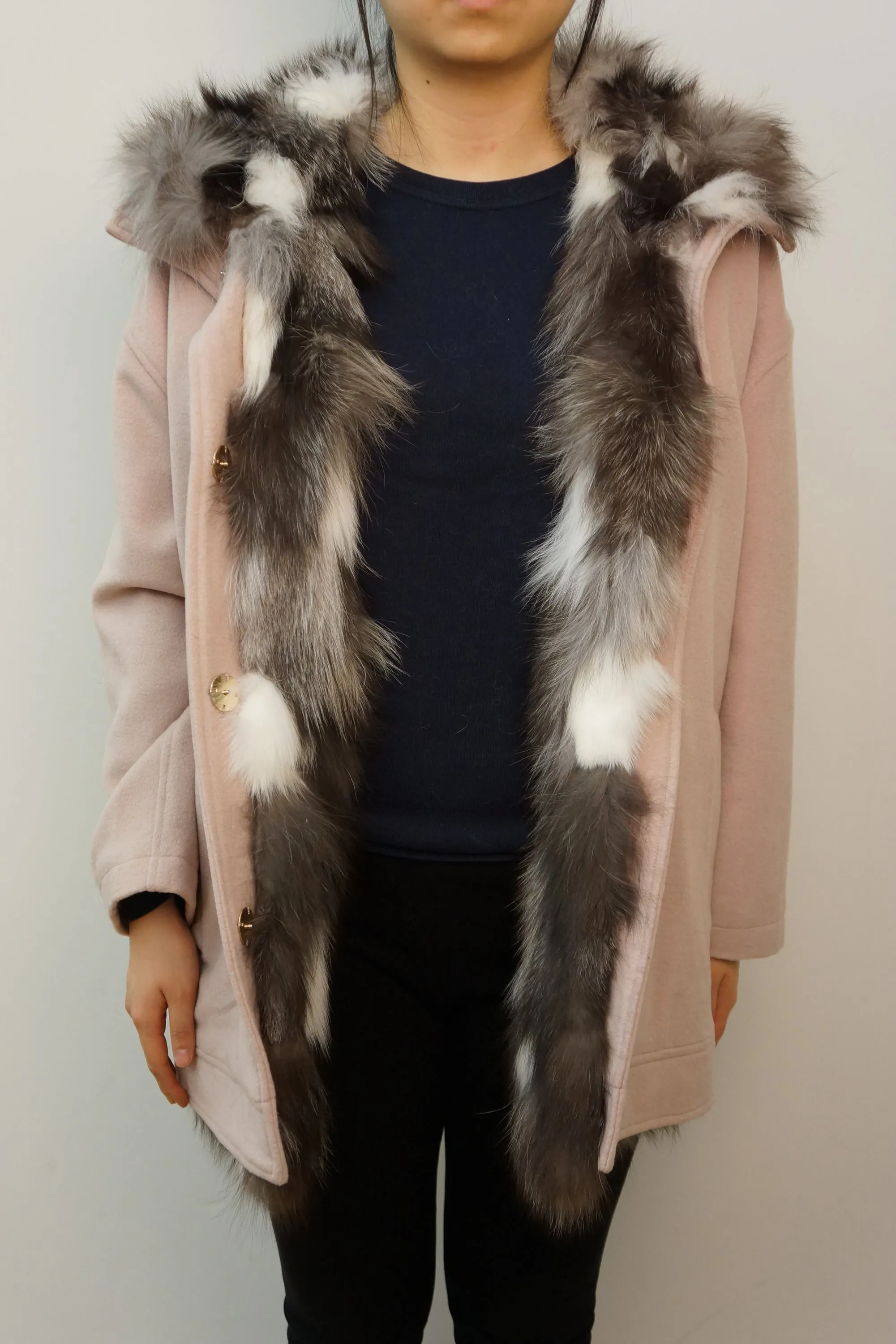 Wool Coat with Silver Fox Trim